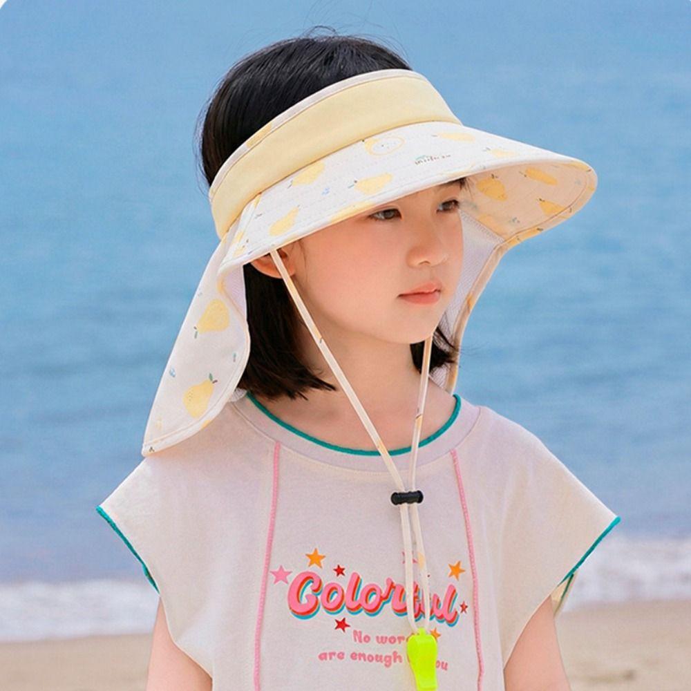 Ice Silk Empty Top Cap Big Brim Children Beach Cap Fashion Summer Sunshade Hat Boys and Girls