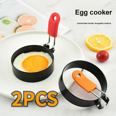 2 Stück dicker Boden Edelstahl Antihaft Runde Pfanne Frühstücksei-Kocher mit Pattie-Form