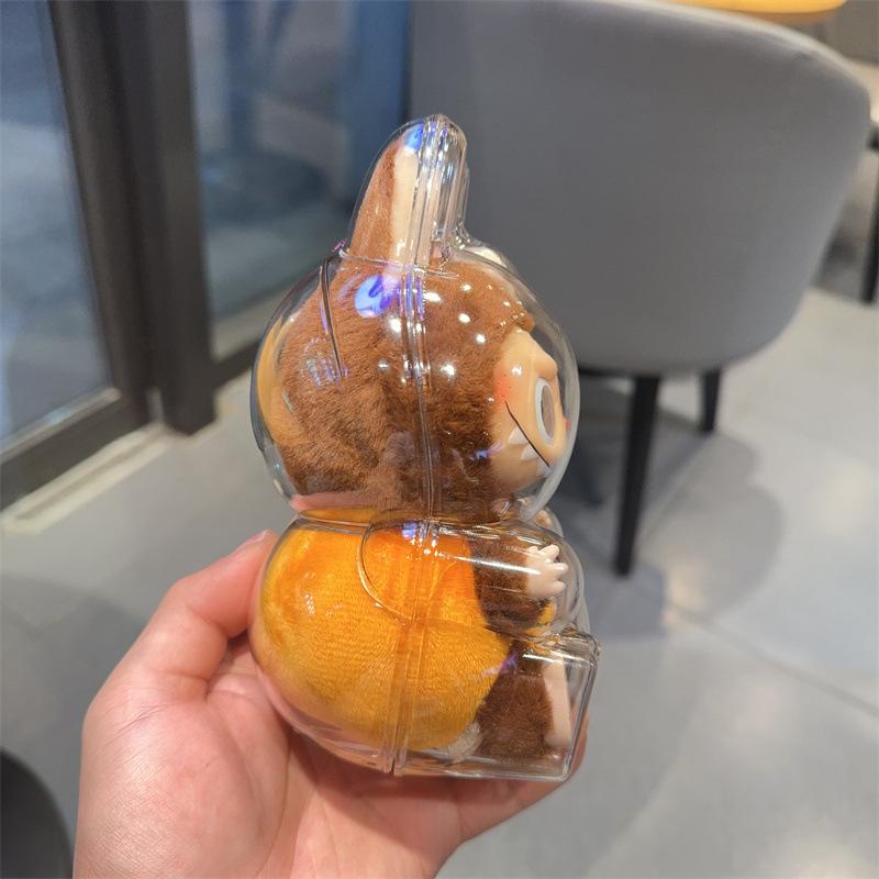 Labubu Pumpkin Protective Case Clear Acrylic Dust Cover for Generation 1 2 Doll Display Halloween Accessory Cover