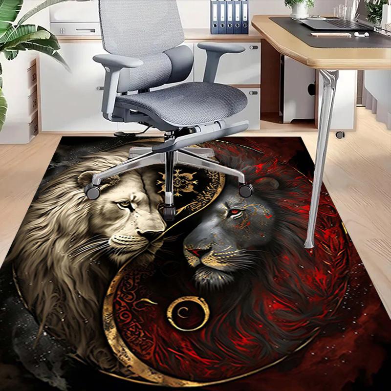 1PC Lion Yin Yang Non-Slip Floor Carpet Compatible for Office&Living Room&Bedroom&Dining room - Flat-Weave Machine-W241
