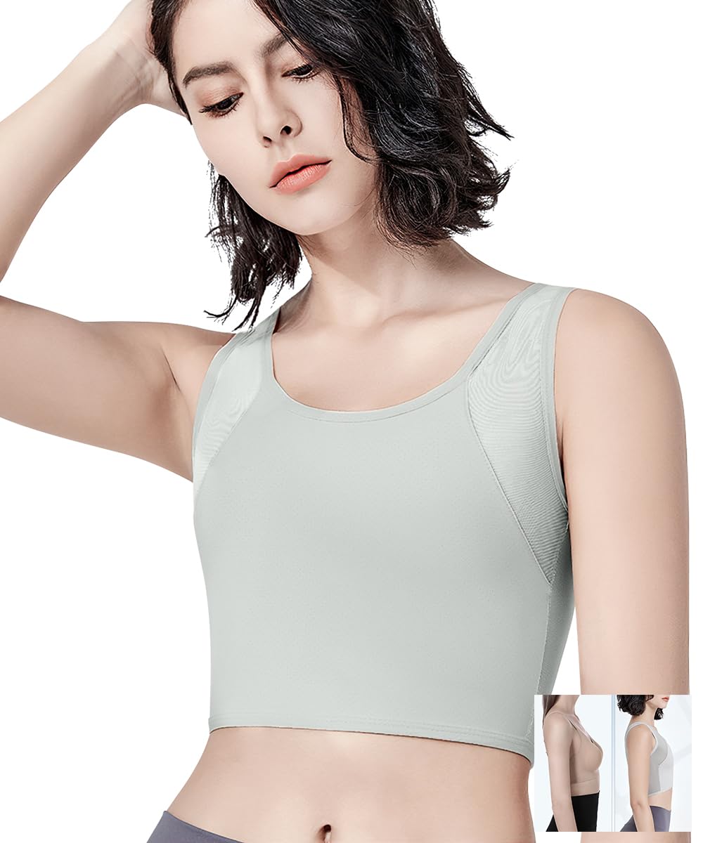 

Japanese style bra for large bust flattening makes breasts look naturally flattens improves compression for a beautiful nabe mesh less yukata серый