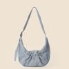 Underarm One-shoulder Crescent Bag Women's Summer All-in-one Drawstring Pleated Denim Bag