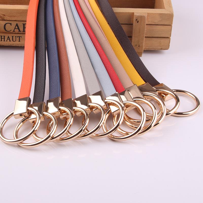 New Style Korean Women's Belt with Sweater Dress Decorative Tiny Leather Belt Versatile Women's Round Buckle Leather Belt