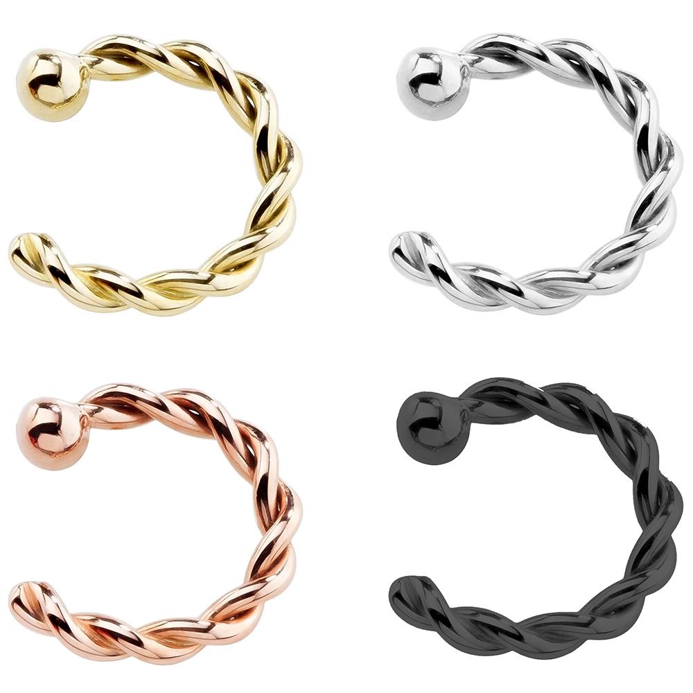 Fake Piercing Copper Women Girls Men Titanium Ring Twisted Rope Fake Nose Ring Nose Hoop Rings