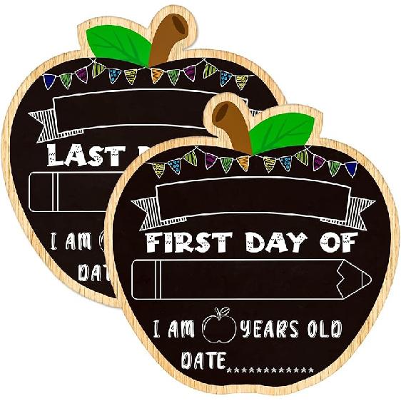 First & Last Day of School Chalkboard Sign - Double-Sided Back to School Board Sign for Kids Reble 1st Day of Preschool Pre-K Kindergarten Gifts for