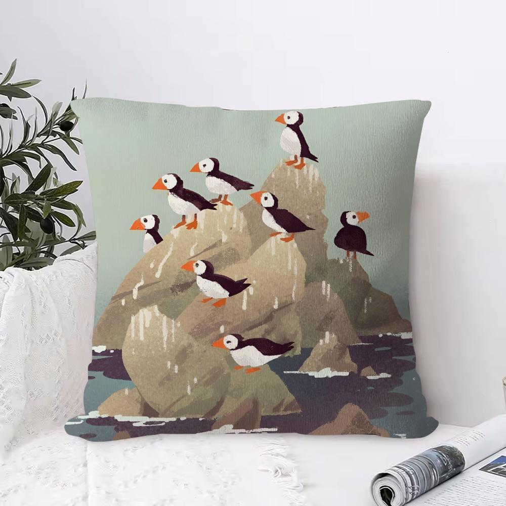 Kwaii Puffin Rock P-Kleuterschool Kussenhoes Ultrazacht Huidvriendelijk Stof Wolkachtig Comfort & Verborgen Rits 50x50cm