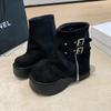 Fashion Ankle Boots for Women New Winter Autumn 6CM Motorcycle Boots Thick Heels Platform Suede Leather Sneakers Short Boots Mujer Botas