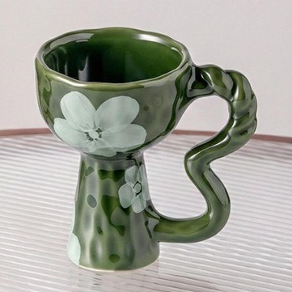 Irregular Design Ceramic Coffee Cup Hand-Painted Art Goblet Creative Handmade Mug  Dessert