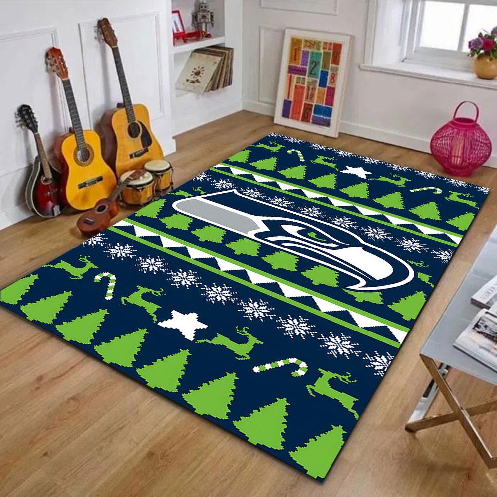 Seahawks Festive Holiday Design Patterned carpet, non slip mat suitable for living room and bedroom sofas