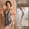 Sex underwear retro stand-up collar high-end cheongsam sexy uniform nightclub tight sleeveless hip-wrapped printing