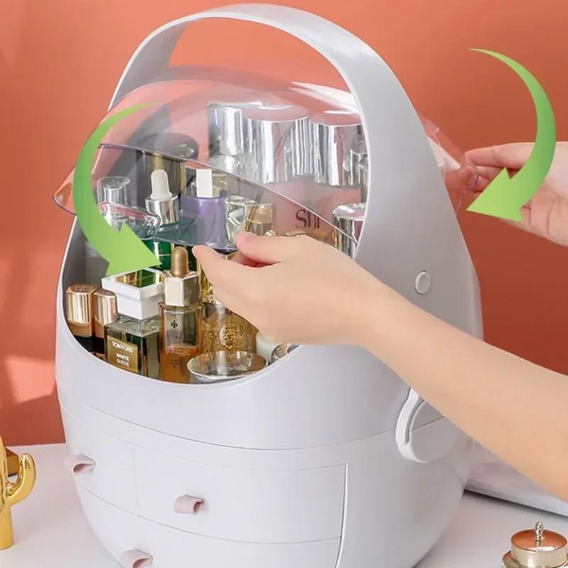 Dustproof Large Capacity Cosmetic Storage Box Bathroom Desktop Beauty Makeup Organizer Skin Care Storage Drawer Waterproof