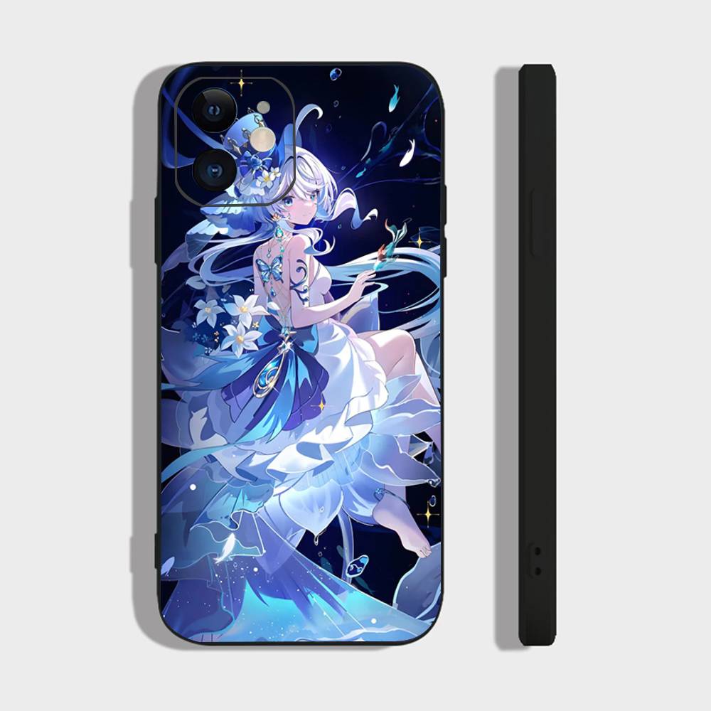 Furina Animation Game G-Genshin I-Impact Phone Case For IPhone 17 Air 16 15 14 13 Pro Max 11 12 Black Silicone Cover