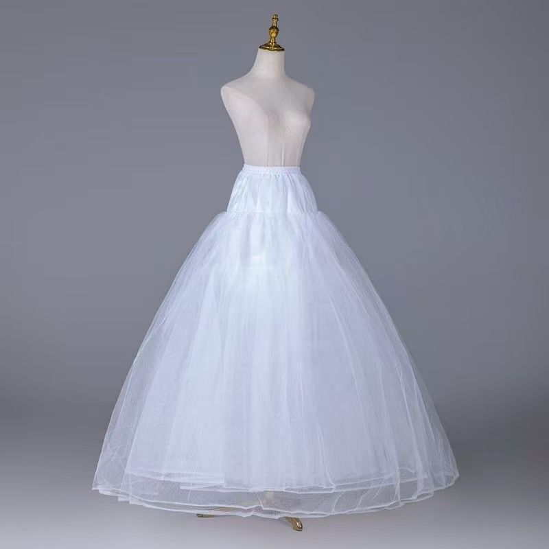 No Hoop Underskjørt For Brudekjole Hvit 4-lags Crinoline Brude Ballkjole Underskjørt Dame Fôret skjørt Festkjole Rollespill Fôr