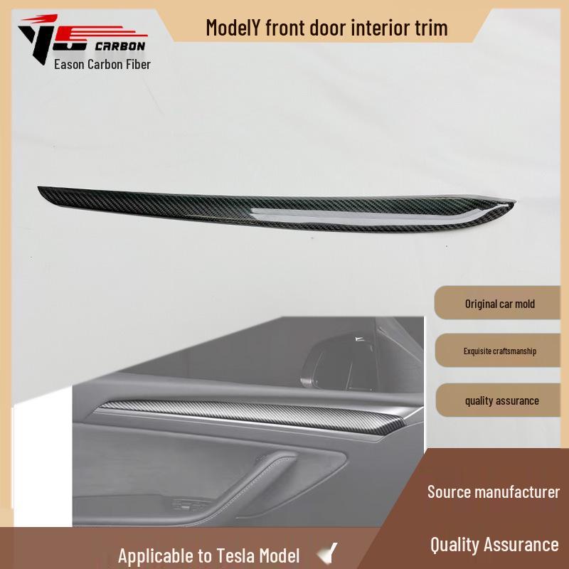 2019-IN Tesla Model Y Carbon Fiber Front Door Trim Strip