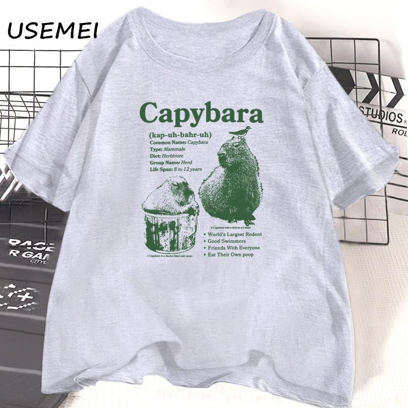 Capybara T-shirt Unisex Unisex Vintage Sience Theme Graphic Tee Trending Funny Cotton Short Sleeve T Shirt Summer Animal Tee Clothes