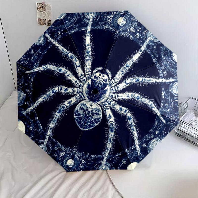 Kreis Spinnen Muster, automatischer Regenschirm, tragbares und faltbares Design, 8 Rippen, ein Weihnachts- oder Geburtstagsgeschenk.