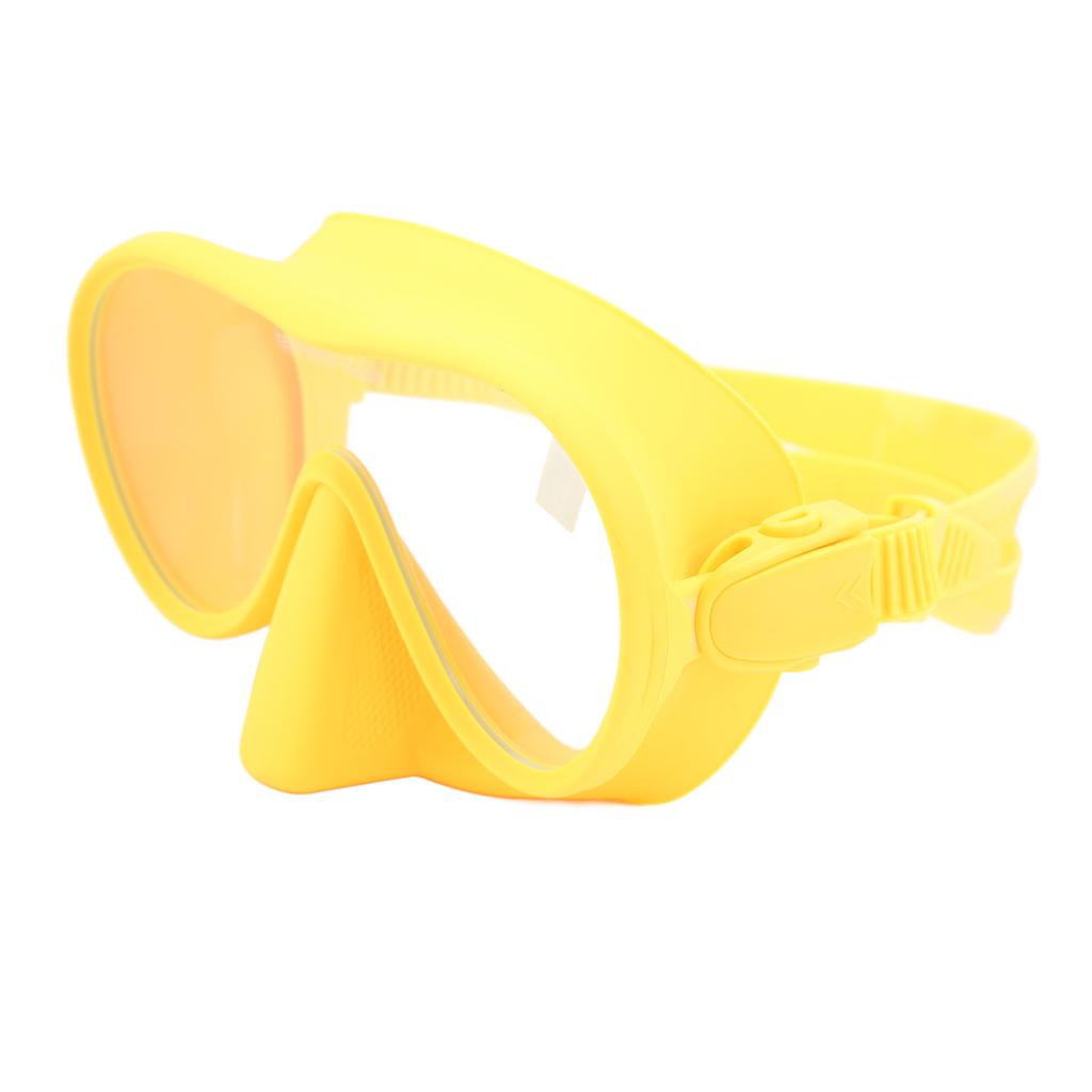 Scuba Diving Goggles Anti Fog Tempered Glass Snorkeling Dive Mask with Silicone Strap Foldable Panoramic View Swim Goggles Yellow