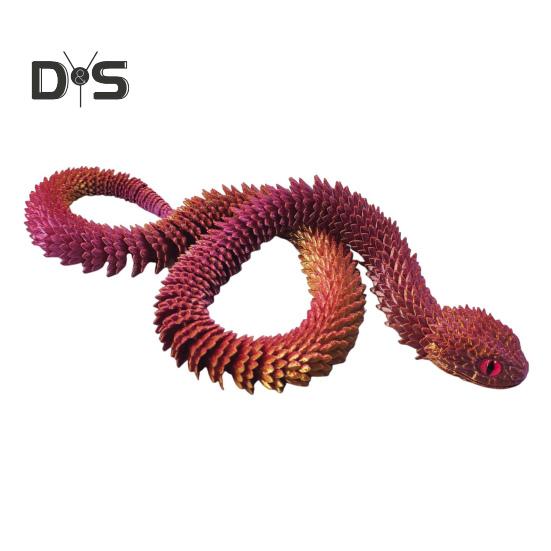 3D Printed Snake Toy Articulated Viper Figurine Fidget Snake Toy Collectible Snake Model with Flexible Joints for Home Office Desk Decor