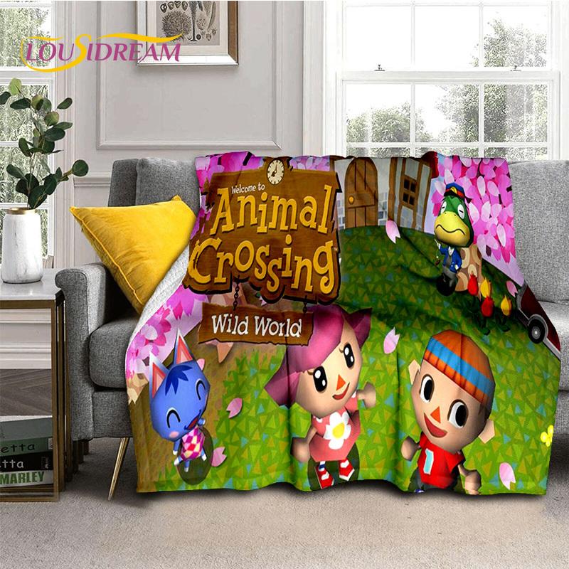 Cute Animal Crossing New Horizons Cartoon Soft Blankets,Throw Blanket Comfortable Blanket for Picnic Beds Sofa Home Bedroom Kids