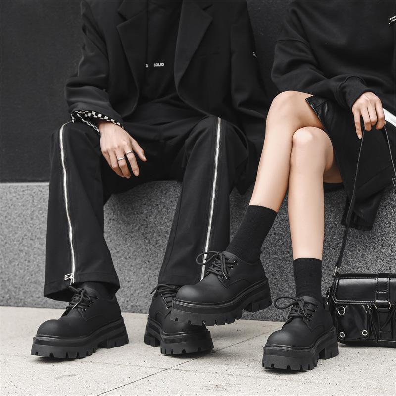British Style Small Leather Shoes Couple's New Big Head Single Shoes Platform Muffin Casual Derby Shoes 6113-W