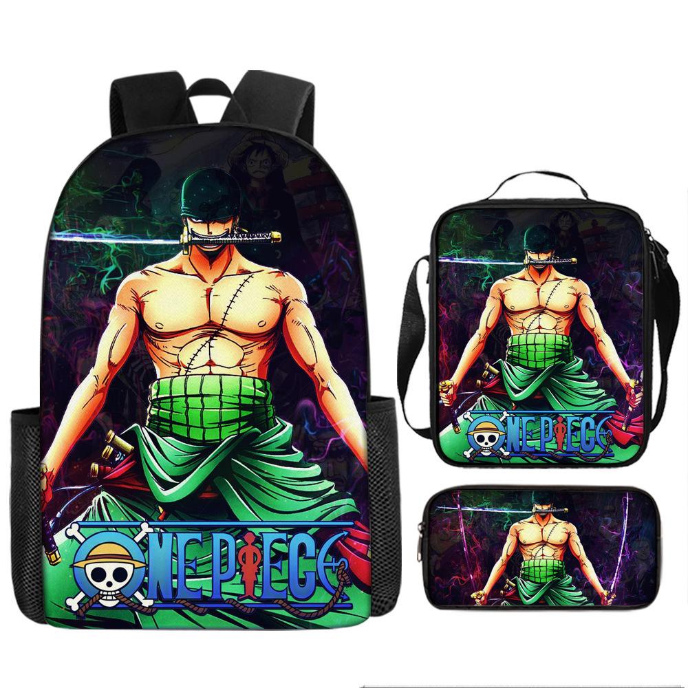 One Piece Cartoon Anime Rucksack Leichte Ergonomische Schultasche für Grundschüler Umhängetasche Federmäppchen Set