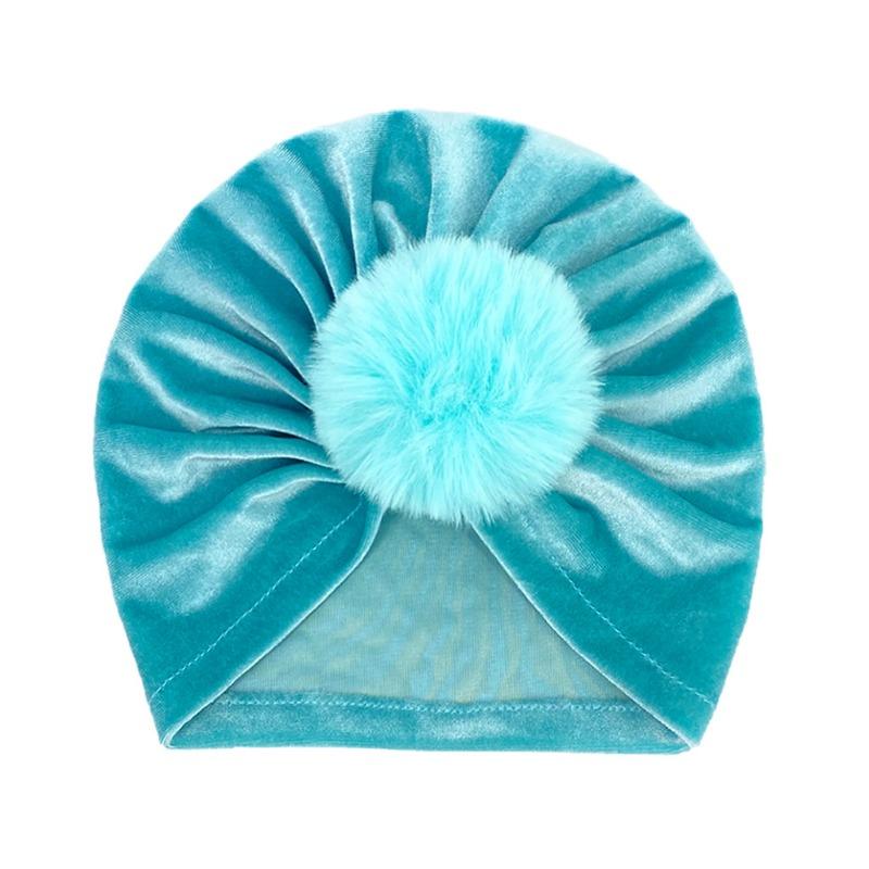 Winter Golden Velvet Hairball Cap Autumn Popular Infant Warm Hat Babyhat Dome Baby