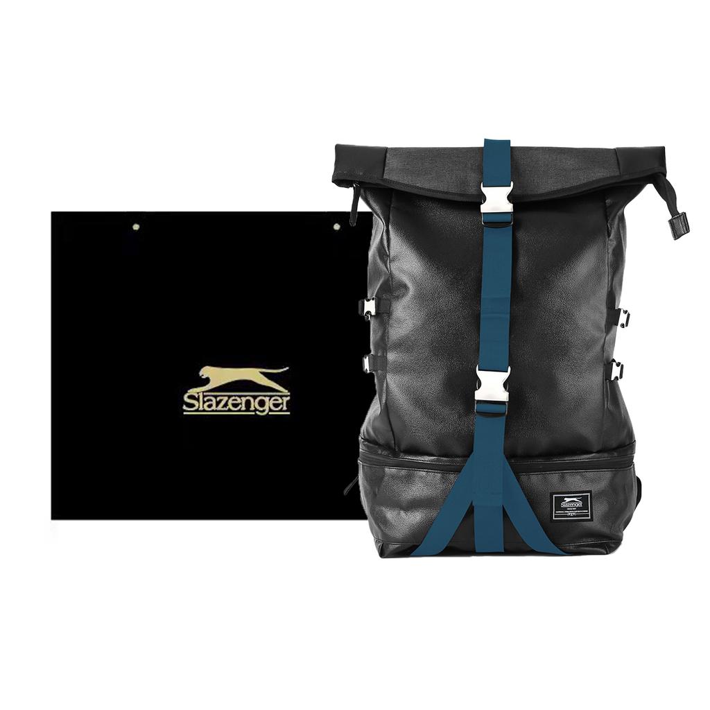 New Slazenger Synthetic Leather Gym Bag Backpack Men's Royal Blue/Black/Coffee SLA6838