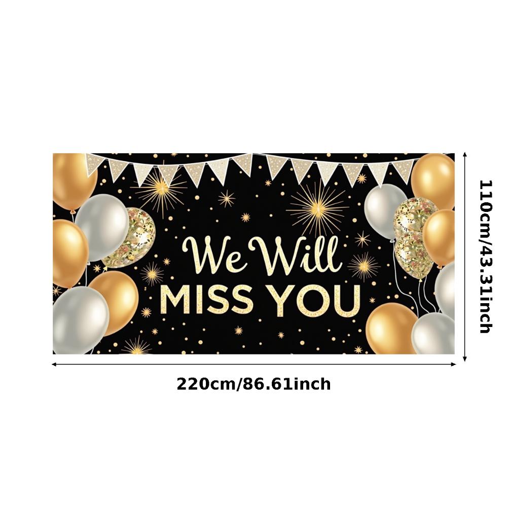 Goodbye Decor Confetti Background Farewell Banner Black Background We Will Miss You Sign for Office Decoration Indoor Decoration