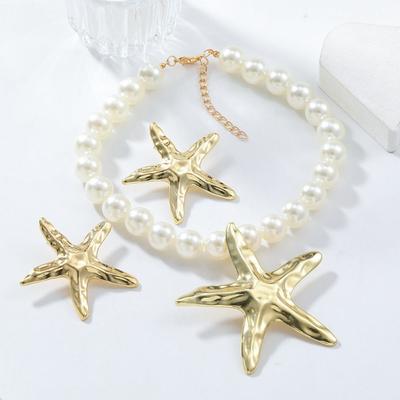 Jewelry Women's Imitation Pearl Chain Bohemian Starfish String Pearls Chain  Girls