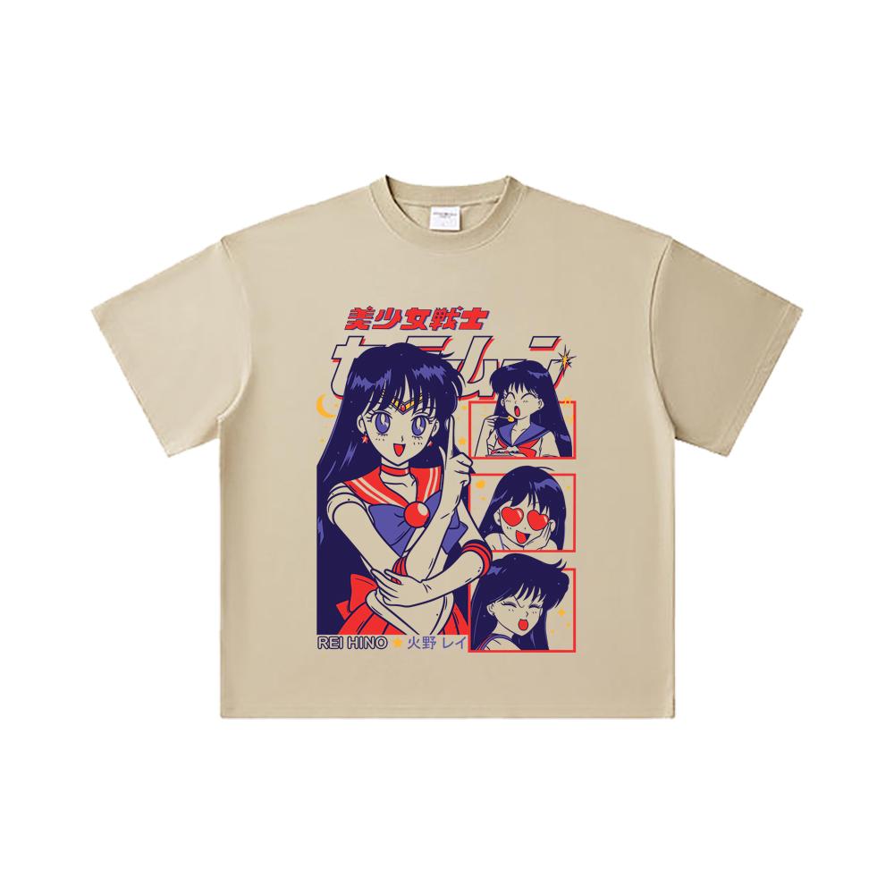 260 GSM Double Yarn 32 Count 100% Cotton Rei Hino Print Unisex Heavy Cotton T Shirt