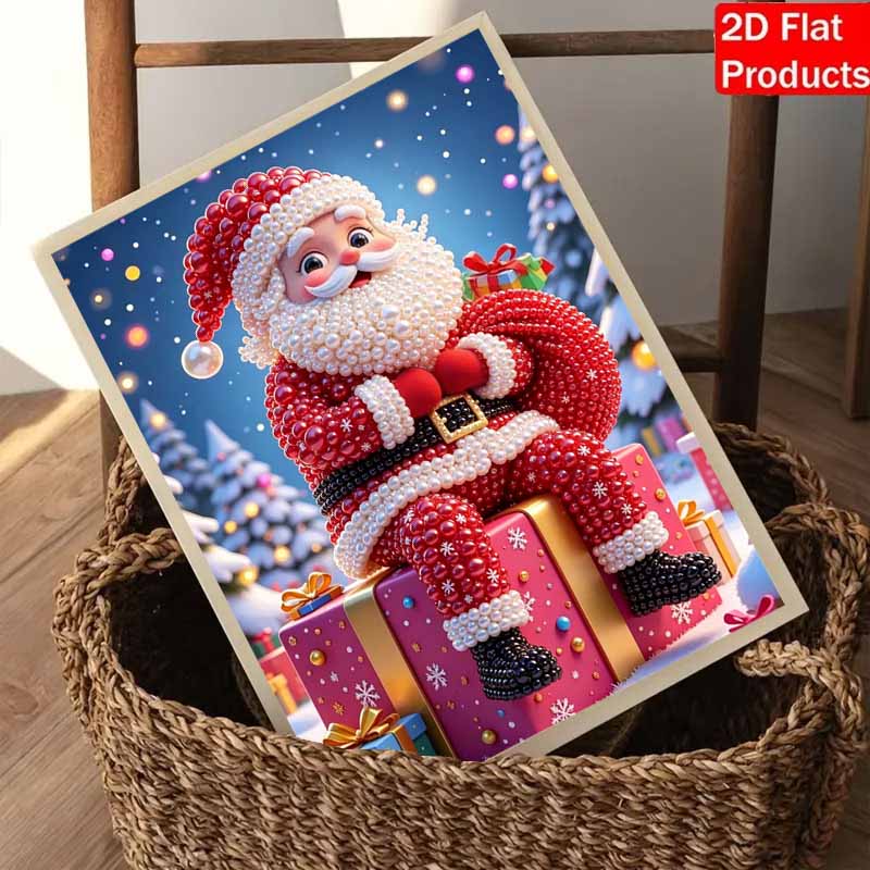 Pearl Painting DIY Kit Christmas Santa Claus Frameless Handmade Bead Canvas Art Creative Leisure Craft for Bedroom Living Room Festive Decor