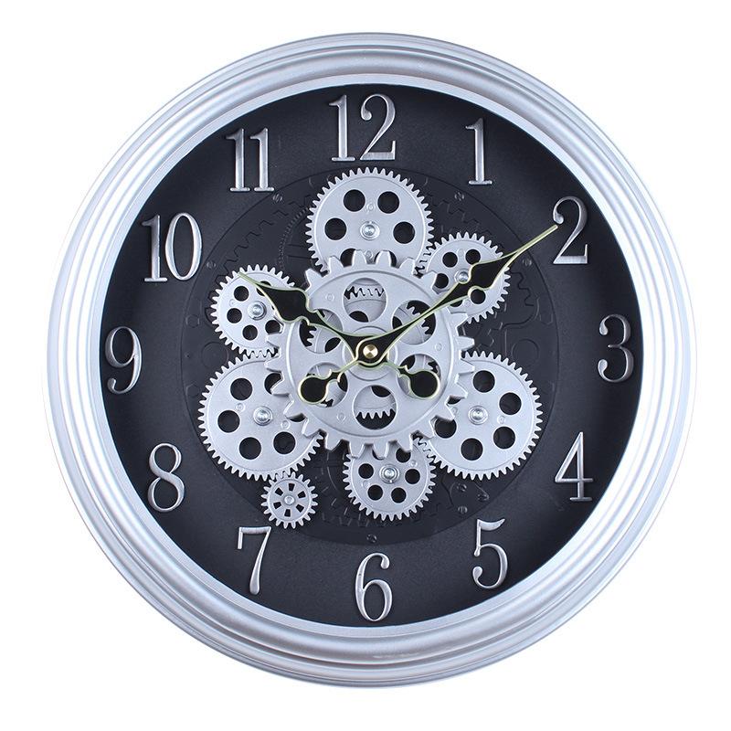 

38СМ Креативные Динамические Часы с Шестеренками Гостиная Ретро Настенные Часы Декорация Современные Часы с Деревянной Текстурой 38CM gear style 13