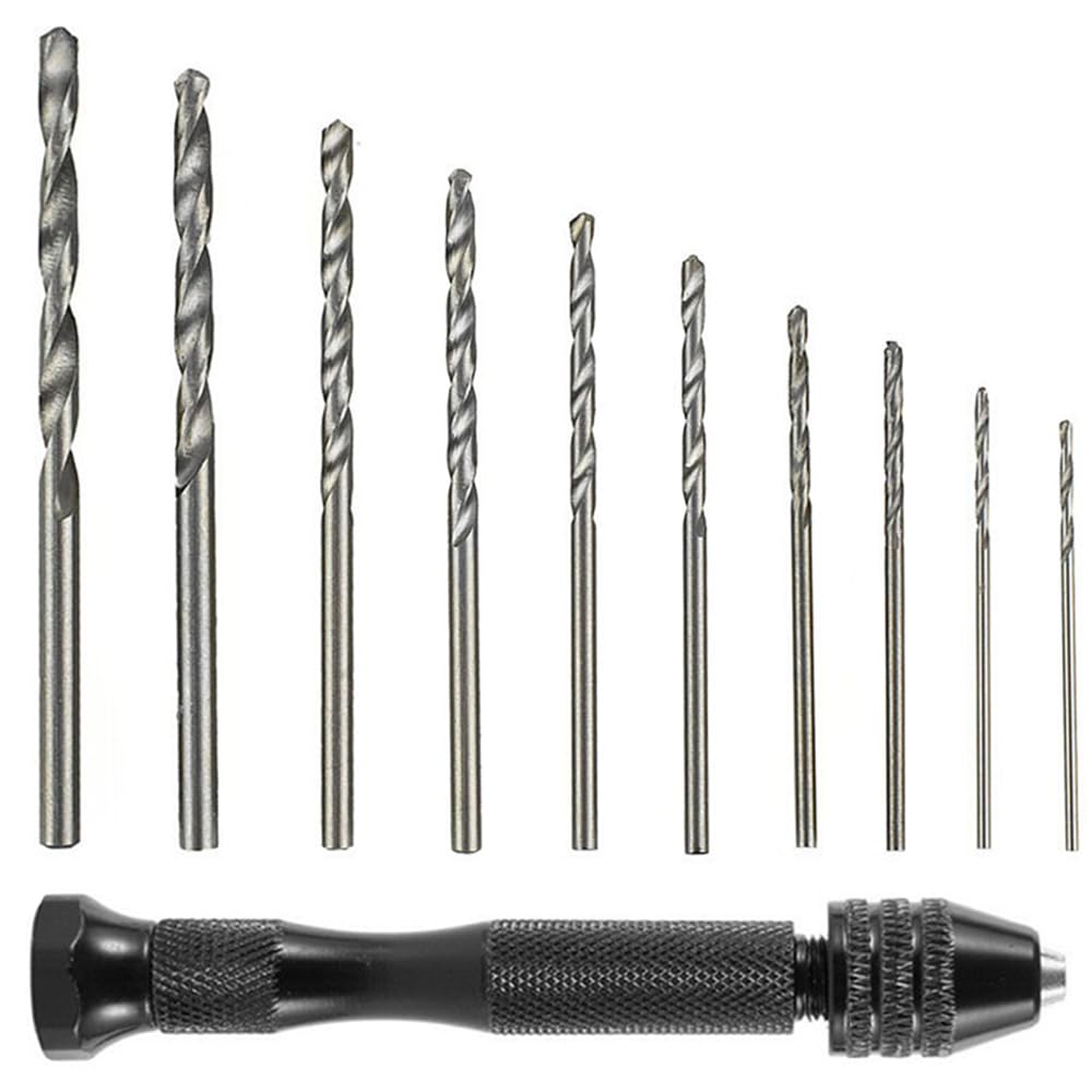 Hand Micro Needle Hand Drill DIY Noiseless Aluminum Small 10 Drill Black Drill, Drill, Pliers, Drill, Bit, Tool, Alloy, Bits, [Used]