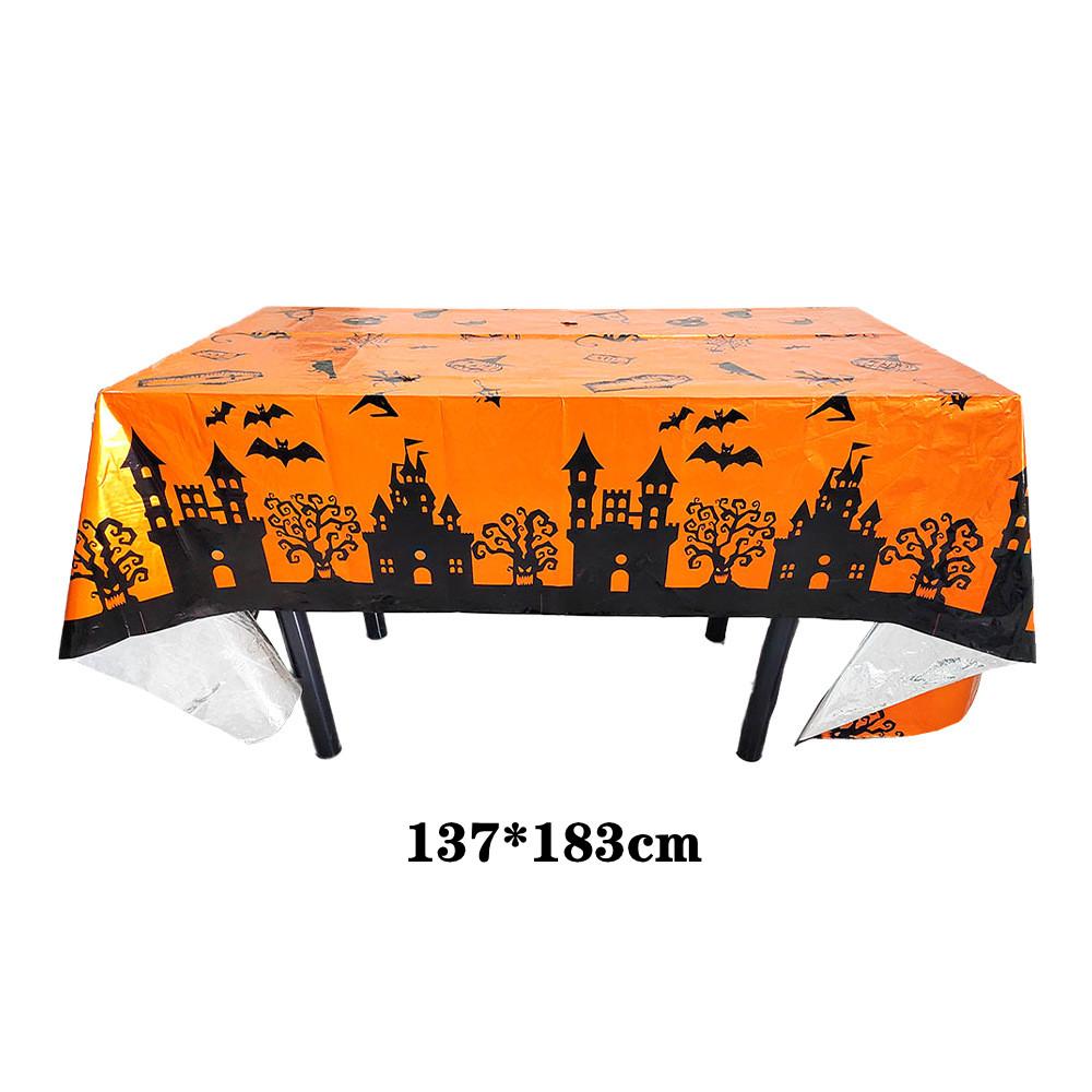 Orange Black Horror Ghost Table Cover Happy Halloween Tablecloth for Trick or Treat Theme Home Decoration Party Suppiles