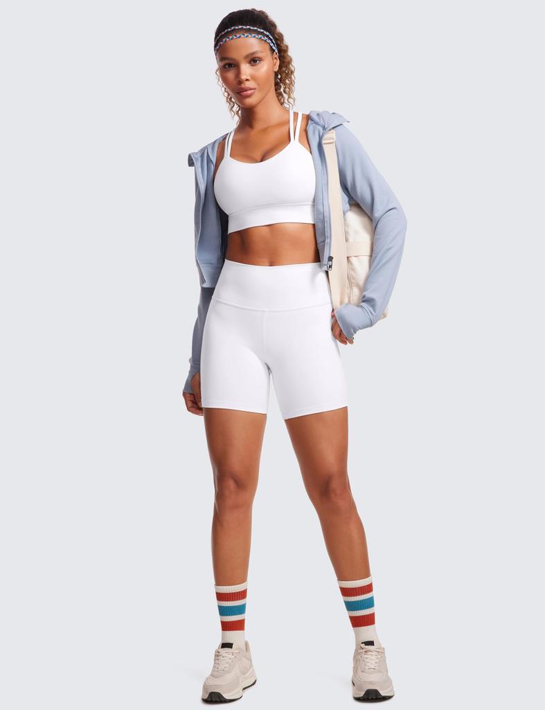 CRZ YOGA Sports Cross Double Spaghetti Molded Yoga Yoga Bra Size 1XL Bra, Non-Wired, Back, Straps, Cups, Bra, Top, Butterluxe, White,