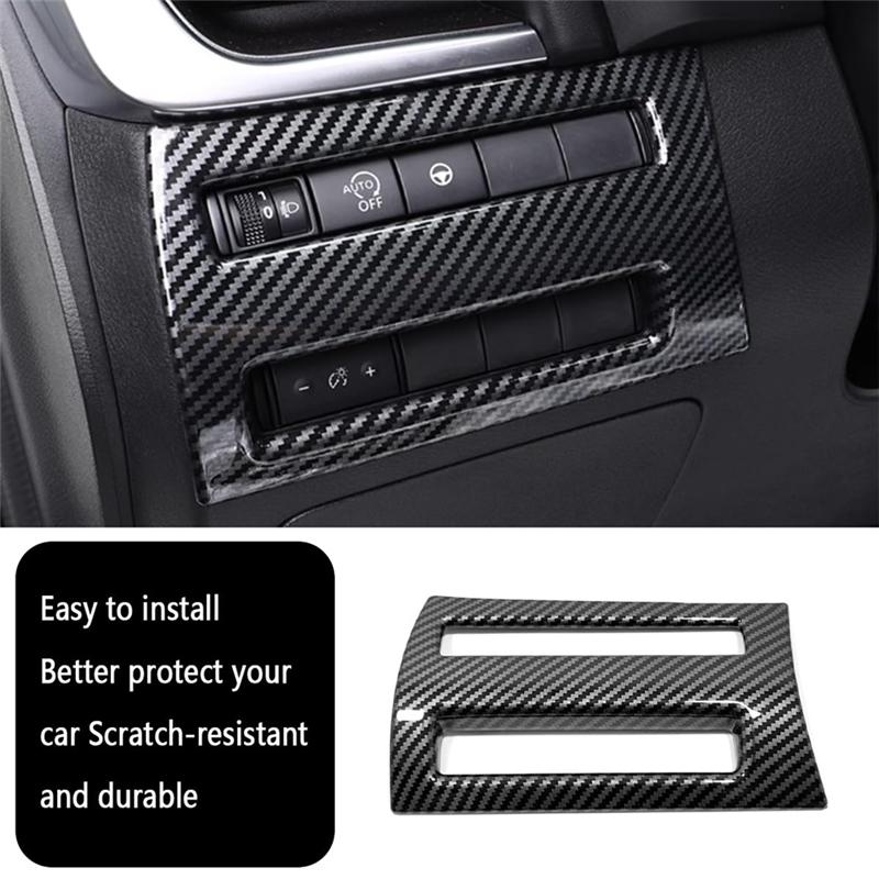 ABLZ-For Nissan Rogue X-Trail -2024 Carbon Fiber Accessories Trim Frame Cover For Headlight Switch Button