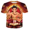 Summer Round Neck 3D Hindu Deities Graphic Print Top Fashionable Casual Short Sleeved Men's and Women's Unisex T-shirts