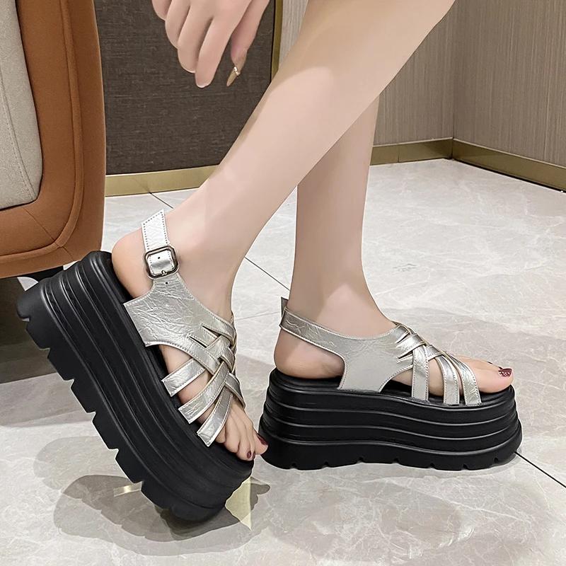 8CM Women High Platform Slippers Leopard Print Thick Sandals Woman Chunky Fashion Summer Flats Casual Beach Slides Zapatos Mujer