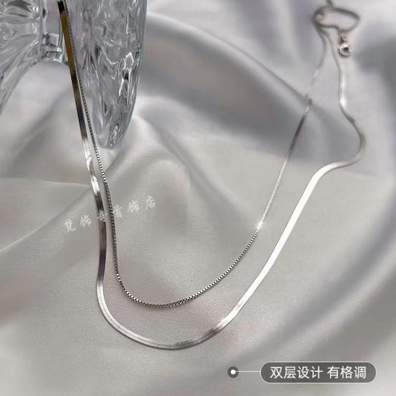 High Sense Necklace Niche No Pendant Snake Bone Chain Thin Neck Chain Bare Chain Accessories Trendy Internet Celebrity Collar Collarbone Chain Women