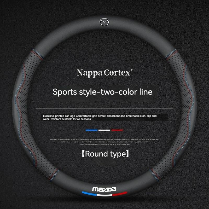 2025 Hot For Mazda 3 5 6 SKYACTIV Axela Atenza CX30 CX5 CX8 CX9 MX5 RX8 RX7 BT50 Carbon Fiber Leathe Car Steering Wheel Cover Ac