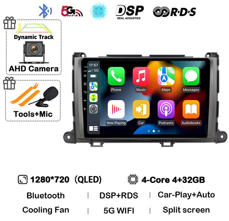 Android 14 Car Radio For Toyota Sienna XL30 2009 2010 - 2014 Multimedia Video Player Navigation Stereo GPS Auto Carplay 8G+128GB