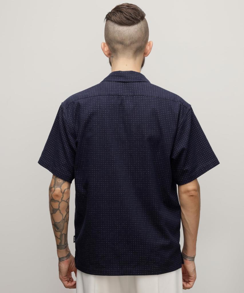 Schott NYC HV SHIRT "POLKA DOT" / Hemp Viscose Shirt "Polka Dot" / 782-4123015 Men's S 120 Navy