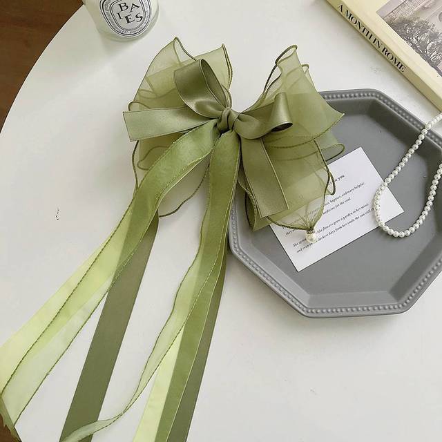Fashion Chiffon Bow Hair Clip Women Big Elegant Hairpin Barrettes Girls Solid Color Ponytail Clip Hair Accessories Headwear Gift