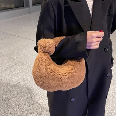 Herbst und Winter Plüsch Knödel Tasche Handtasche Damen Tasche Handtasche Weibliche Plüsch Tasche Clutch Kleine Hähnchen Tasche