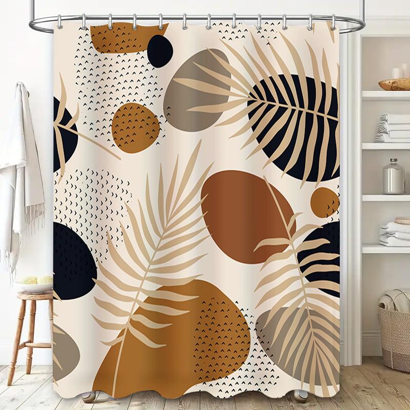 Natural Leaves Pattern Shower Curtain Modern Bath Decor For Home Decoration