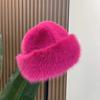 New Fluffy Fur Winter Hat Plush Thicken Bucket Hat Solid Color Cold Windproof Berets Chrismas Gifts