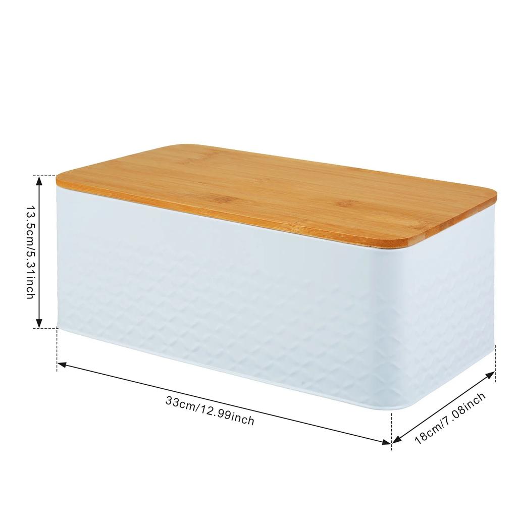 Bread Box With Wooden Lid For Kitchen Countertop - Spacious Container Stores Bread - Quality Cutting Board Lid Keeps Loaf Fresh