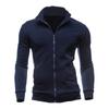 Men's Solid-color Sport Cardigan Fleece Hoodie Slim Zipper Jacket