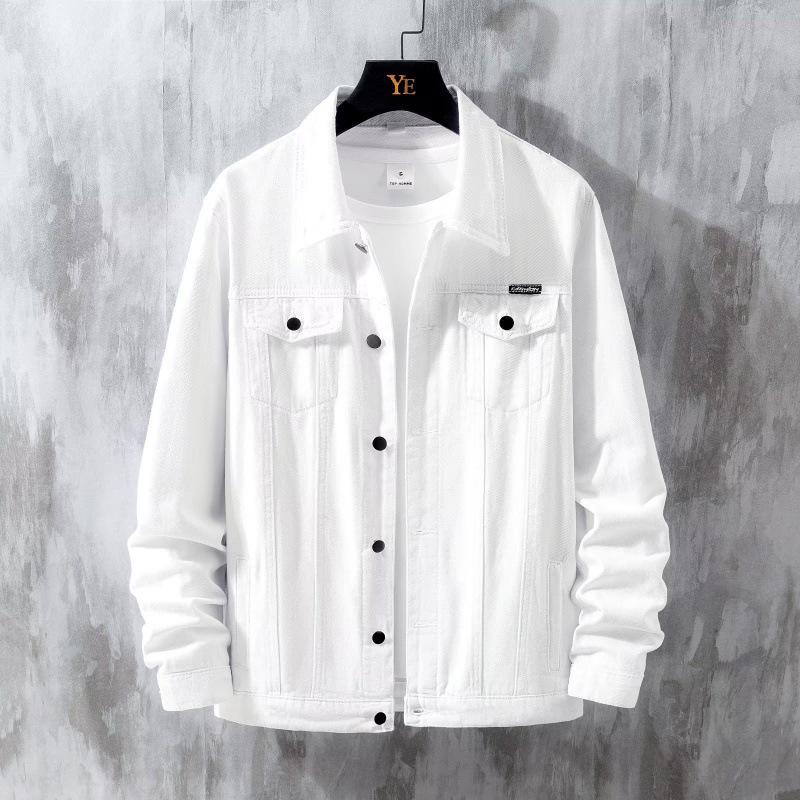 

Мужская модная японская джинсовая рабочая куртка: Свободный повседневный топ с множеством карманов для весны и осени. 2XL белый