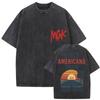 Rapper MGK Lost Americana Tour 2025 Trička Machine Gun Kelly Vintage Prané Grafické Tričko Pánské Hip Hop Krátký Rukáv Tričko Ležérní Volné